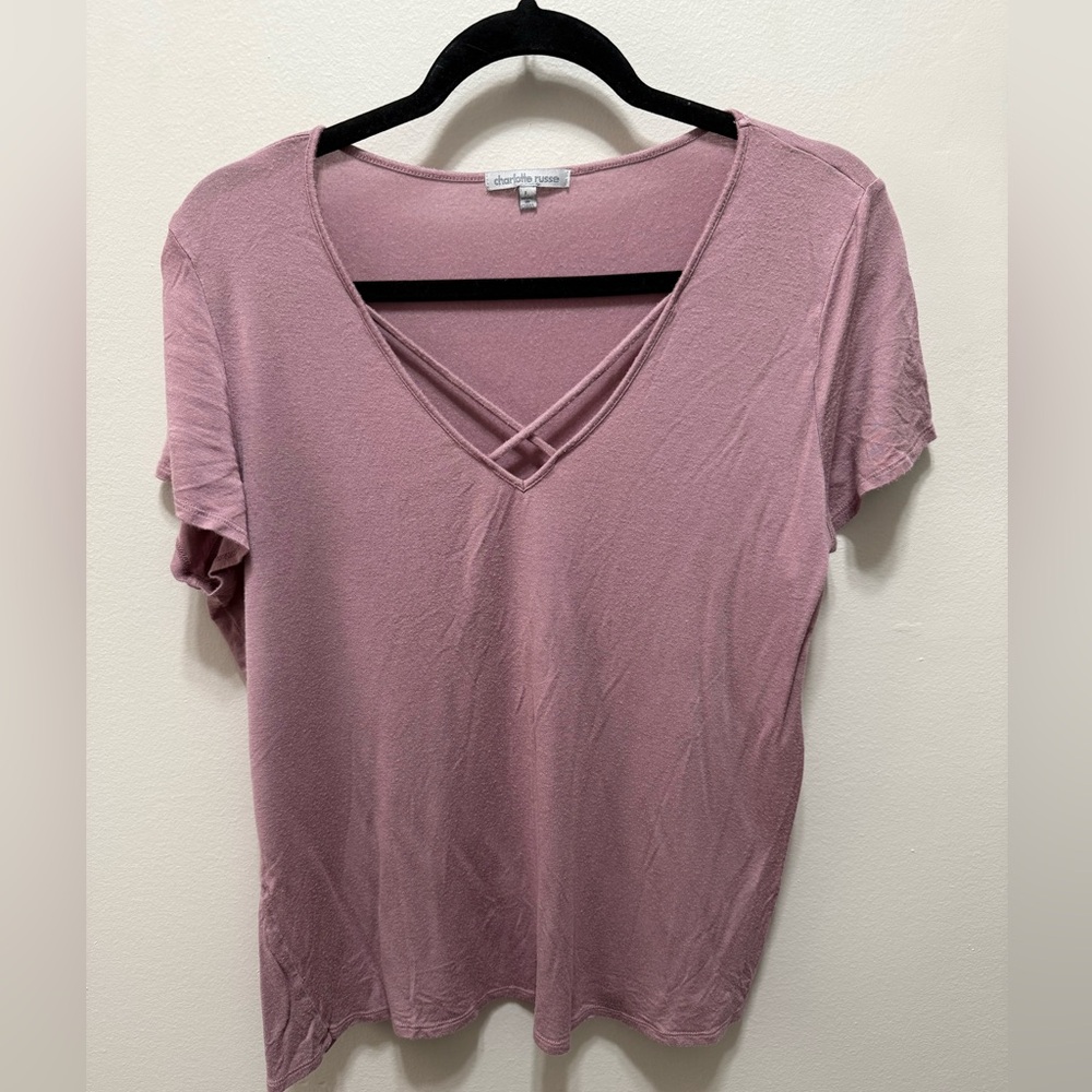 Charlotte Russe Dusty Pink V-Neck Tee